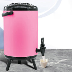 SOGA 8X 18L Stainless Steel Insulated Milk Tea Barrel Hot and Cold Beverage Dispenser Container with Faucet Pink