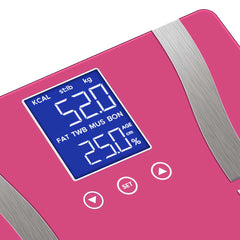 SOGA Glass LCD Digital Body Fat Scale Bathroom Electronic Gym Water Weighing Scales Pink