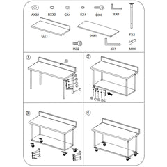 SOGA 120cm Commercial Catering Kitchen Stainless Steel Prep Work Bench Table with Backsplash and Caster Wheels