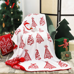 SOGA 130x170cm Throw Blanket Red Christmas Tree Half Fleece for Holiday Season Cozy