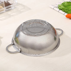 SOGA Stainless Steel Perforated Metal Colander Set Food Strainer Basket Mesh Net Bowl with 2 Handle