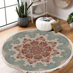 SOGA 90cm Mandala Round Rug Boho Design Hippie Area Rug Anti-slip Doormat Home Decor