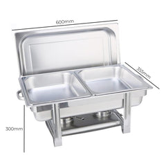 SOGA 4X Stainless Steel Chafing Double Tray Catering Dish Food Warmer