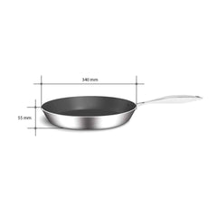 SOGA Stainless Steel Fry Pan 34cm Frying Pan Induction FryPan Non Stick Interior