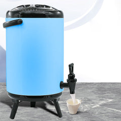 SOGA 2X 12L Stainless Steel Insulated Milk Tea Barrel Hot and Cold Beverage Dispenser Container with Faucet Blue