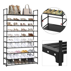 SOGA 2X 10 Tier Shoe Storage Shelf Space-Saving Caddy Rack Organiser with Handle