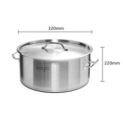 SOGA Dual Burners Cooktop Stove 17L Stainless Steel Stockpot 28cm and 30cm Induction Casserole