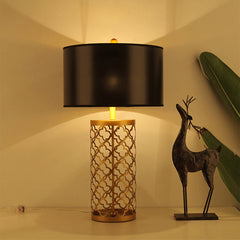 SOGA 4X Golden Hollowed Out Base Table Lamp with Dark Shade