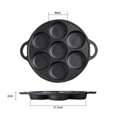 SOGA 31.5cm Cast Iron Takoyaki Fry Pan Octopus Balls Maker 7 Hole Cavities Grill Mold