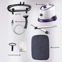 SOGA Garment Steamer Vertical Twin Pole Clothes 1700ml 1800w Professional Steaming Kit Purple