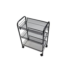 SOGA 3 Tier Steel Black Bee Mesh Kitchen Cart Multi-Functional Shelves Storage Organizer with Wheels