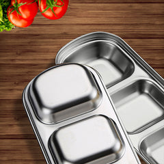 SOGA 26.5cm Silver Sauce Pan with Three Compartments Divided Sauce Dish Kitchen Essential