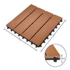 SOGA 2X 11 pcs Red Brown DIY Wooden Composite Decking Tiles Garden Outdoor Backyard Flooring Home Decor