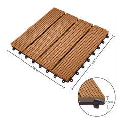 SOGA 2X 11 pcs Coffee DIY Wooden Composite Decking Tiles Garden Outdoor Backyard Flooring Home Decor