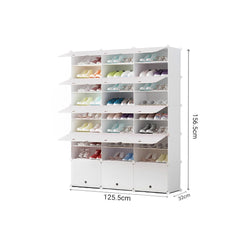 SOGA 9 Tier 3 Column White Shoe Rack Organizer Sneaker Footwear Storage Stackable Stand Cabinet Portable Wardrobe with Cover