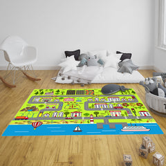 SOGA 2X 120cm Kids Rug Street Map Play Mat Educational Baby Theme Park Area Rugs