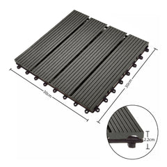 SOGA 11 pcs Grey DIY Wooden Composite Decking Tiles Garden Outdoor Backyard Flooring Home Decor