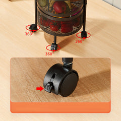 SOGA 4 Tier Steel Round Rotating Kitchen Cart Multi-Functional Shelves Storage Organizer with Wheels