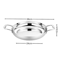 SOGA 24cm Flat Base Seafood Dry Pot in Elegant Silver Finish with Durable for Kitchen Essential