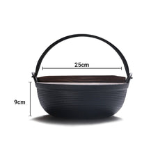 SOGA 2X 25cm Cast Iron Japanese Style Sukiyaki Tetsu Nabe Shabu Hot Pot with Wooden Lid