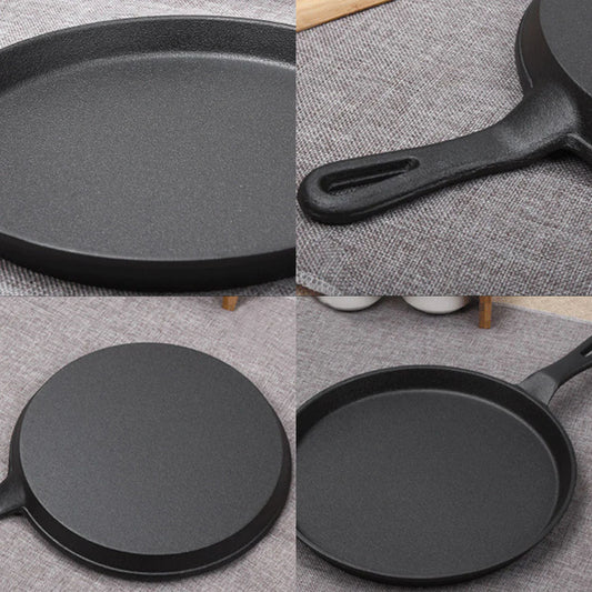 SOGA 26cm Round Cast Iron Frying Pan Skillet Griddle Sizzle Platter