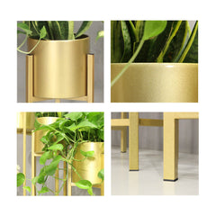 SOGA 60cm Gold Metal Plant Stand with Flower Pot Holder Corner Shelving Rack Indoor Display