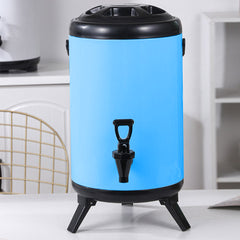 SOGA 4X 14L Stainless Steel Insulated Milk Tea Barrel Hot and Cold Beverage Dispenser Container with Faucet Blue