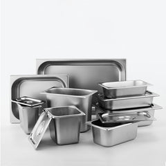 SOGA 4X Gastronorm GN Pan Full Size 1/3 GN Pan 6.5 cm Deep Stainless Steel Tray with Lid