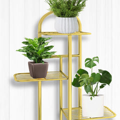 SOGA 2X 7 Tier 8 Pots Gold Metal Plant Stand Flowerpot Display Shelf Rack Indoor Home Office Decor