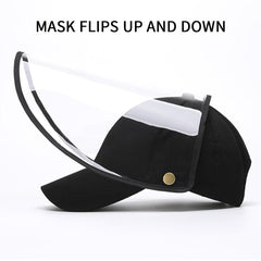 4X Outdoor Protection Hat Anti-Fog Pollution Dust Saliva Protective Cap Full Face HD Shield Cover Adult Black/White