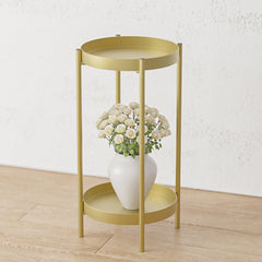 SOGA 2 Layer 80cm Gold Metal Plant Stand Flower Pot Holder Corner Shelving Rack Indoor Display