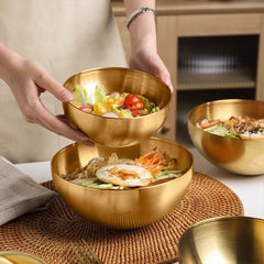 SOGA 20cm Gold Salad Bowl with Model 201 Elegant and Durable Kitchen Essential