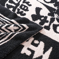 SOGA 130x160cm Throw Blanket  Black and White New Year Limited Edition Peace and Joy Plush Cozy