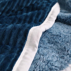 SOGA 2X Throw Blanket Warm Cozy Double Sided Thick Flannel Coverlet Fleece Bed Sofa Comforter Dark Blue