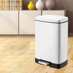 SOGA 4X Foot Pedal Stainless Steel Rubbish Recycling Garbage Waste Trash Bin Rectangular Shape 12L White