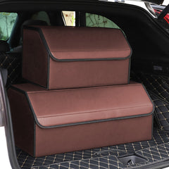 SOGA 2X Leather Car Boot Collapsible Foldable Trunk Cargo Organizer Portable Storage Box Coffee Large