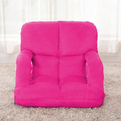 SOGA 2X Foldable Lounge Cushion Adjustable Floor Lazy Recliner Chair with Armrest Pink