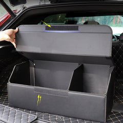 SOGA 2X Leather Car Boot Collapsible Foldable Trunk Cargo Organizer Portable Storage Box Black Large