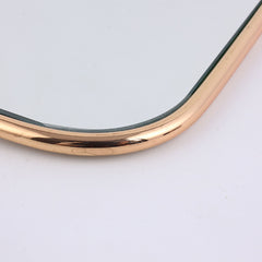 SOGA 40.5cm Gold Flat-Lay Mirror Glass Metal Tray Vanity Makeup Perfume Jewelry Organiser with Handles