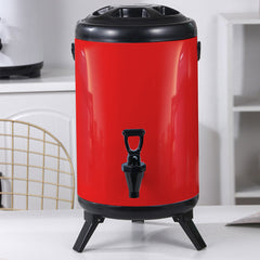 SOGA 8X 18L Stainless Steel Insulated Milk Tea Barrel Hot and Cold Beverage Dispenser Container with Faucet Red