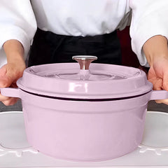 SOGA 26cm Pink Cast Iron Ceramic Stewpot Casserole Stew Cooking Pot With Lid