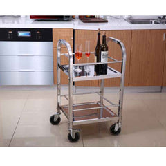 SOGA 2 Tier Stainless Steel Square Tube Drink Wine Food Utility Cart 500x500x950