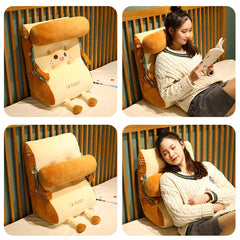 SOGA 2X Cute Face Toast Bread Wedge Cushion Stuffed Plush Cartoon Back Support Pillow Home Decor