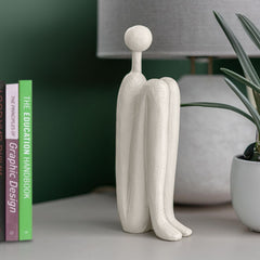 SOGA 2X 10x28cm Ornament Modern Stickman Art Sculpture Minimalist Resin Statue Round Head for Home Decor and Bookend