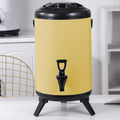 SOGA 18L Stainless Steel Insulated Milk Tea Barrel Hot and Cold Beverage Dispenser Container with Faucet Yellow