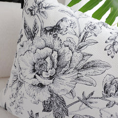 SOGA 50cm Throw Pillow  Black and White Elegant Floral Print with Tassel Accents Home Decor