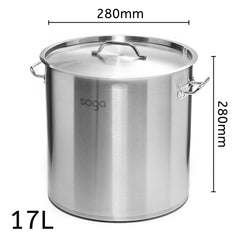 SOGA Dual Burners Cooktop Stove 14L and 17L Stainless Steel Stockpot Top Grade Stock Pot