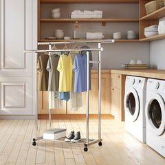 SOGA 120cm Stainless Steel Floor-Standing Clothes Rack - Durable and Space-Saving Laundry Organizer