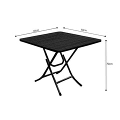 SOGA Black Dining Table Portable Square Surface Space Saving Folding Desk with Lacquered Legs Home Decor