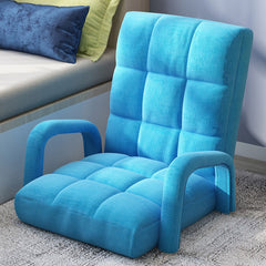 SOGA 2X Foldable Lounge Cushion Adjustable Floor Lazy Recliner Chair with Armrest Blue